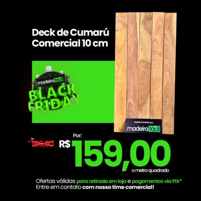 OFERTA! Deck de Cumaru Comercial 10 cm M2 - c/ peças curtas até 1,80 m